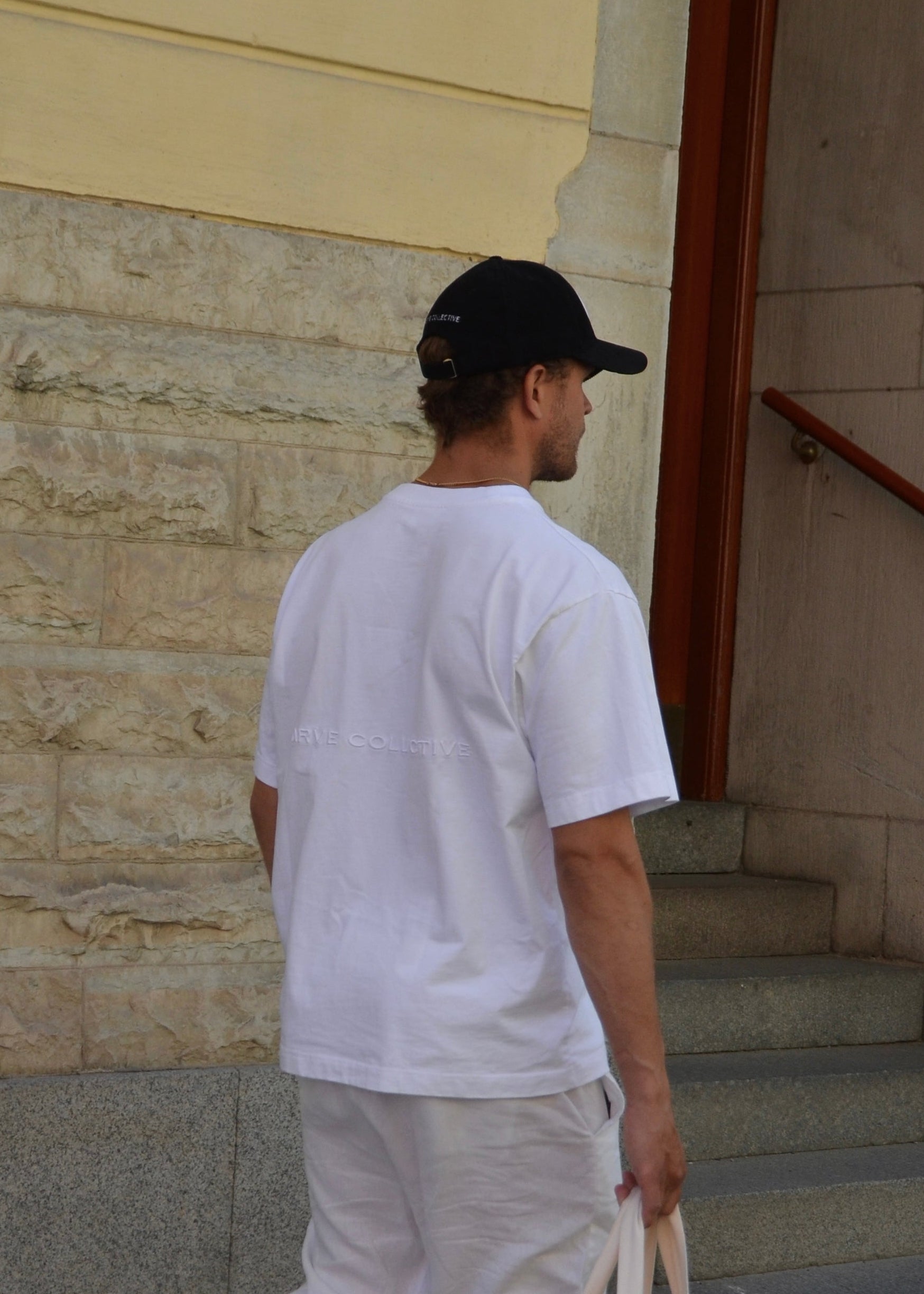 Relaxed fit unisex white t-shirt with 3D embroidery in structured cotton by Arve Collective. Designed with matching kids collection 