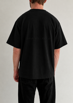 Relaxed fit unisex black t-shirt with 3D embroidery in structured cotton by Arve Collective
