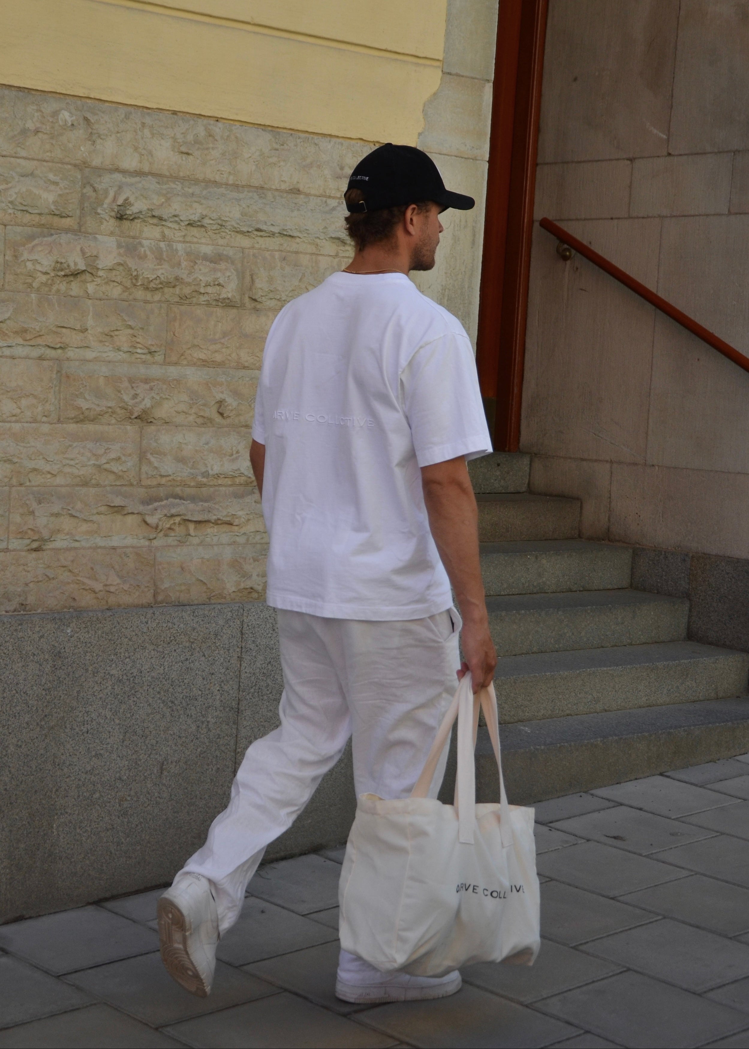 Large everyday canvas bag with minimalistic, structured design by Arve Collective