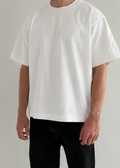 Relaxed fit unisex white t-shirt with 3D embroidery in structured cotton by Arve Collective. Designed with matching kids collection 